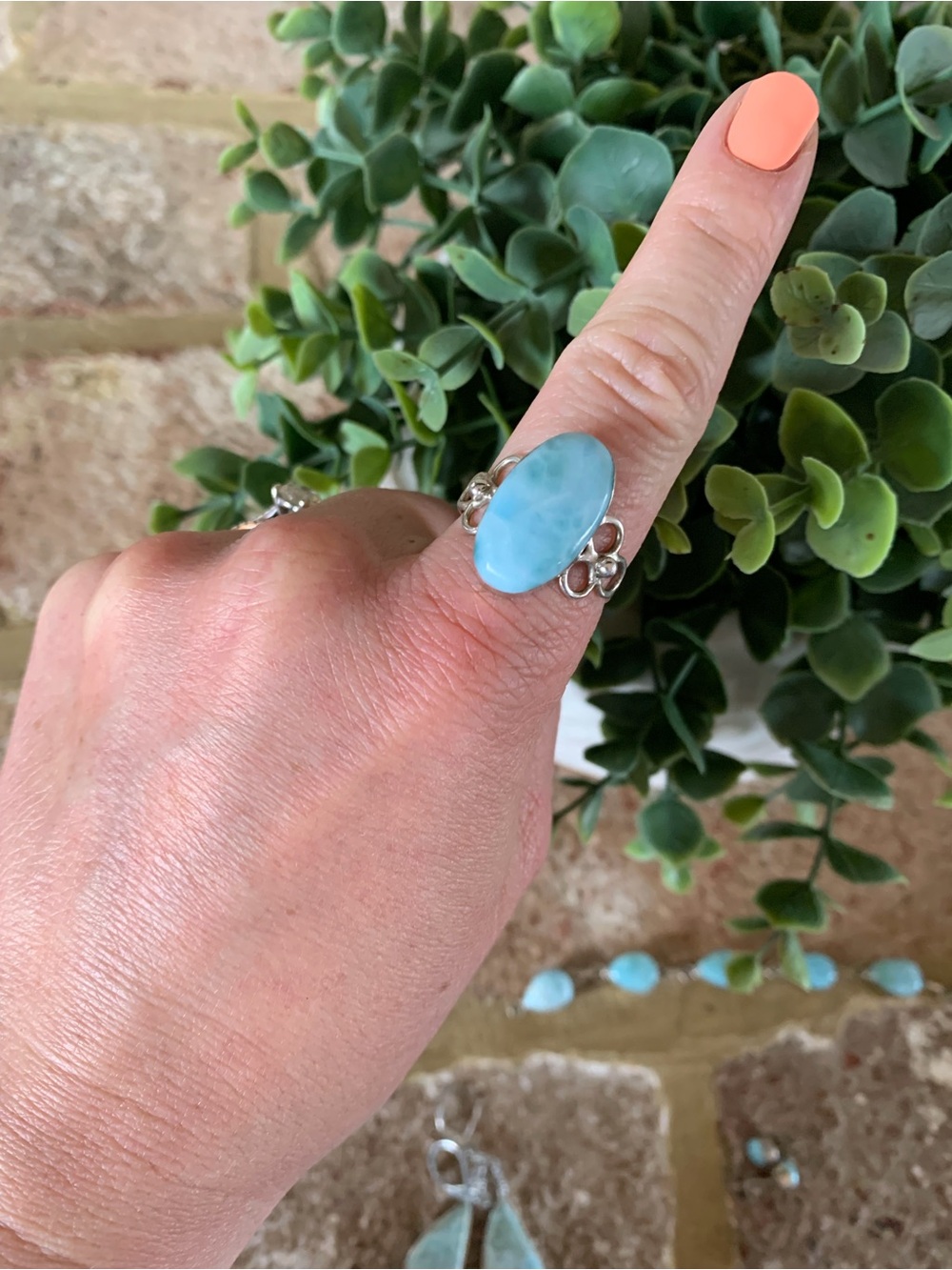 Hand Crafted | Larimar Sterling Ring - Blue - Picture 5 of 10